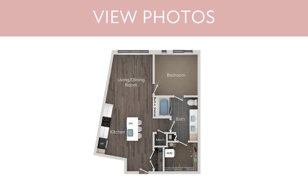 A7 - 1 bedroom floorplan layout with 1 bathroom and 796 square feet (Floorplan
)